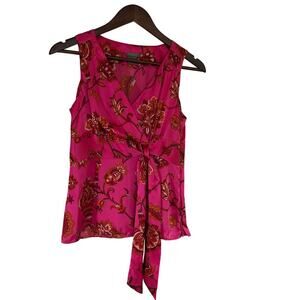ANN TAYLOR Silk Babydoll Vintage Style Sleeveless Top Faux Wrap Size 2P